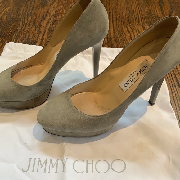 Jimmy Choo sz 38.5 grey suede platform pumps - Picture 3 of 6